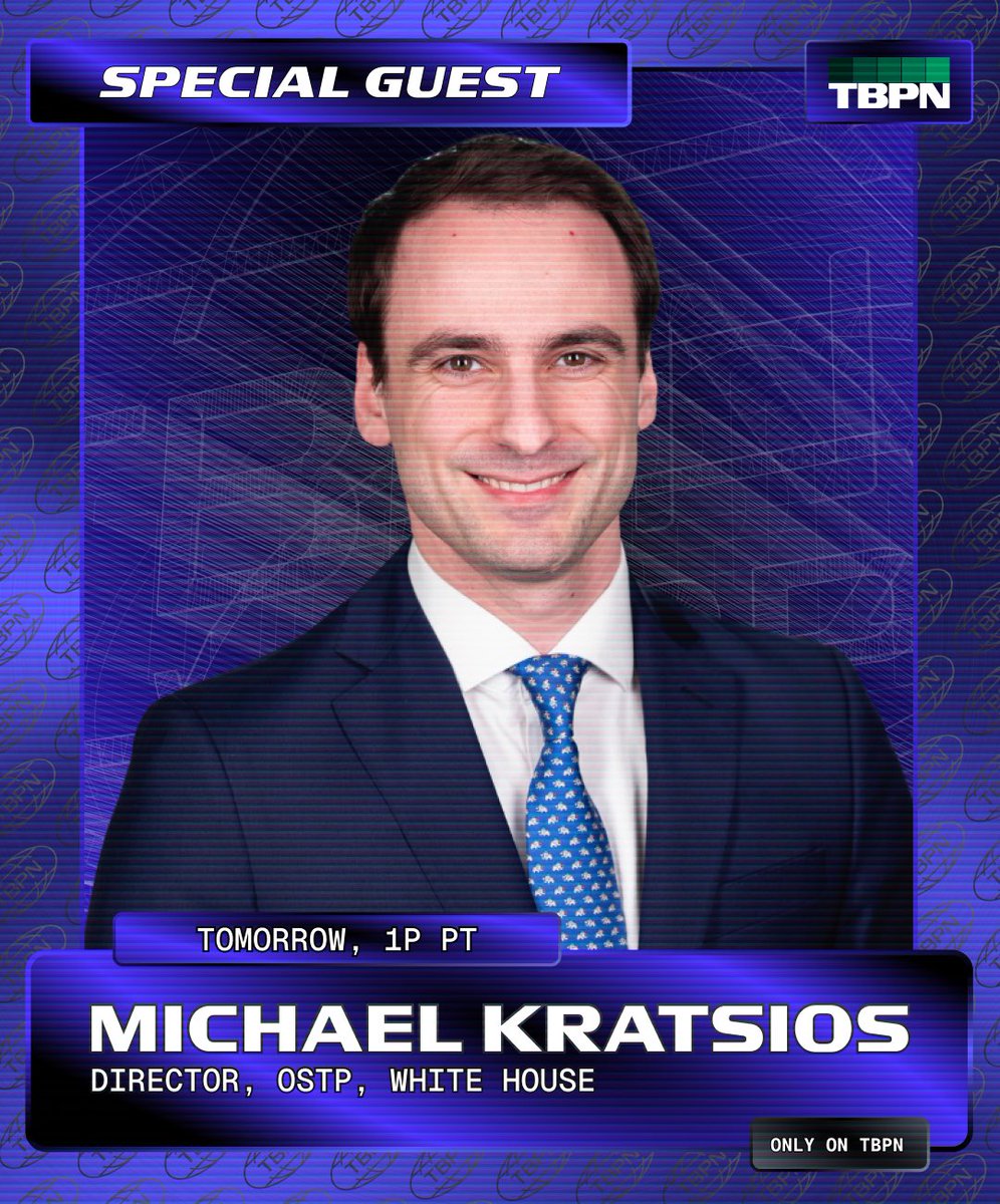 BREAKING: @mkratsios47 of @whostp47 will join TBPN tomorrow at 1p PT to break it all down https://t.co/MGgpmeM4Gn