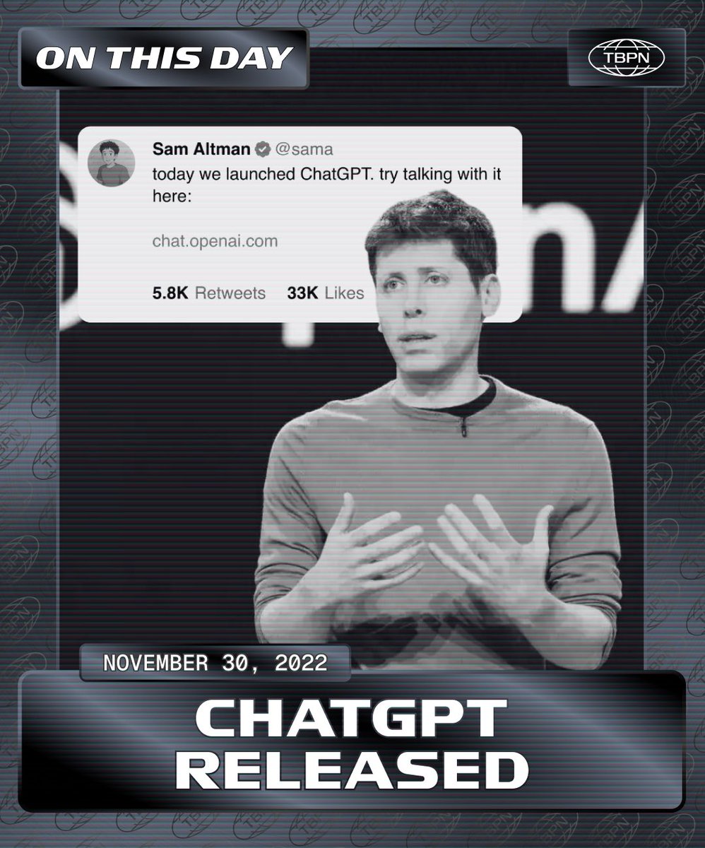 ON THIS DAY: ChatGPT launched to the public https://t.co/m3upYAXbWV