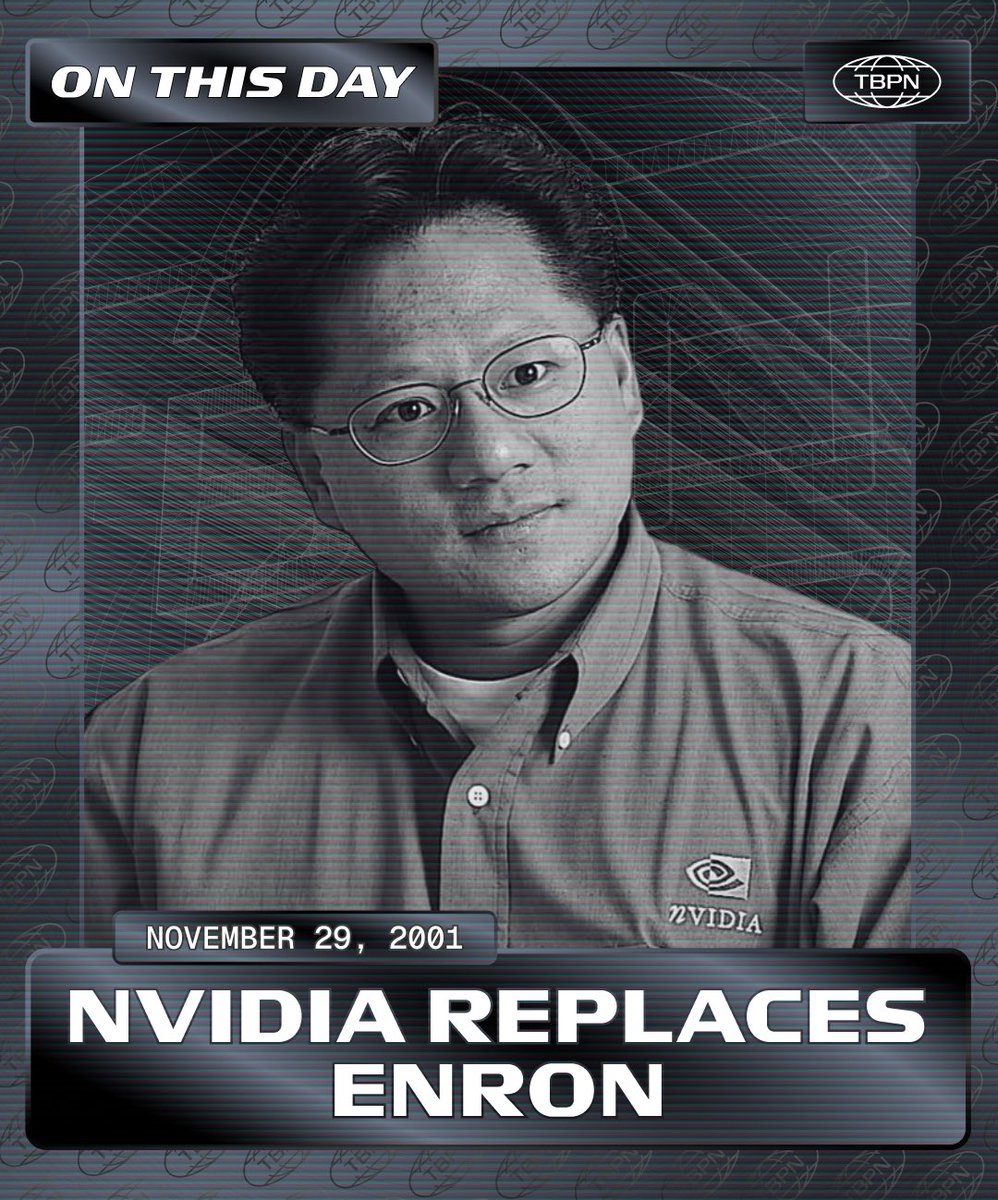 ON THIS DAY: Nvidia replaced Enron in the S&amp;P 500 https://t.co/yvCz3bygzh